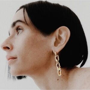 NEW EDDIE BORGO “Supra” Chain Link Drop Earrings in 12 Karat Gold Finish